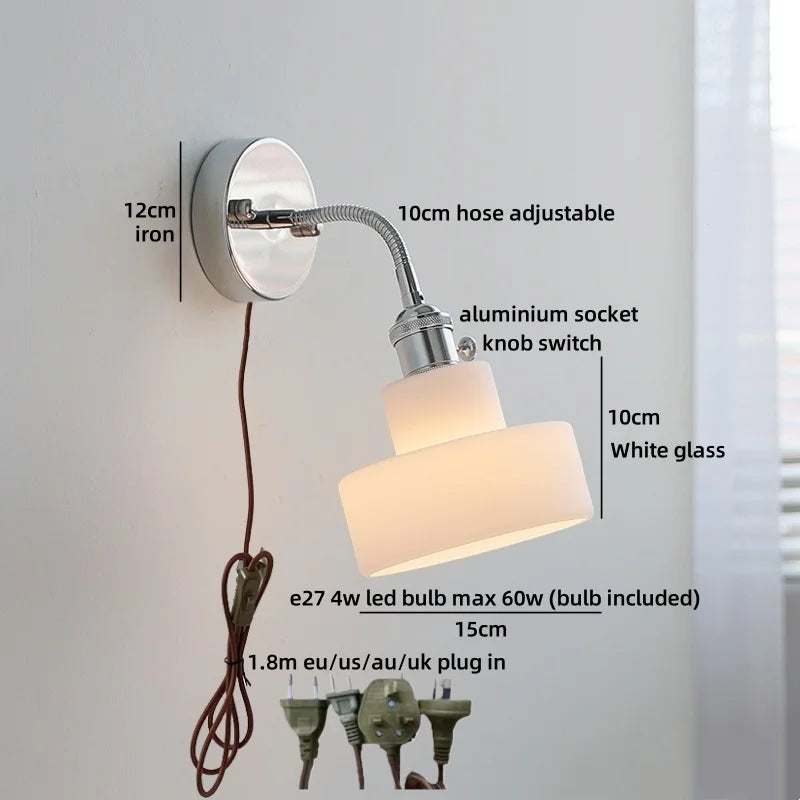 Axyaa White Ceramic LED Wall Light with Pull Chain Switch