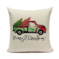 Axyaa Christmas Pickup Trucks Linen Cushion Covers 45x45 for Modern Home Decor