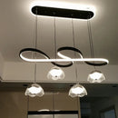 Axyaa Nordic Glass LED Pendant Lights for Living Dining Bedroom, Long Strip Chandelier Luminaires