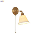 Axyaa Copper LED Wall Light Pull Chain Switch Modern Ceramic Bedside Lamp