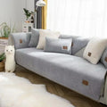 Axyaa Plush Lamb Wool Sofa Cover: Soft, Warm, Non-Slip Slipcover for Modern Living Room