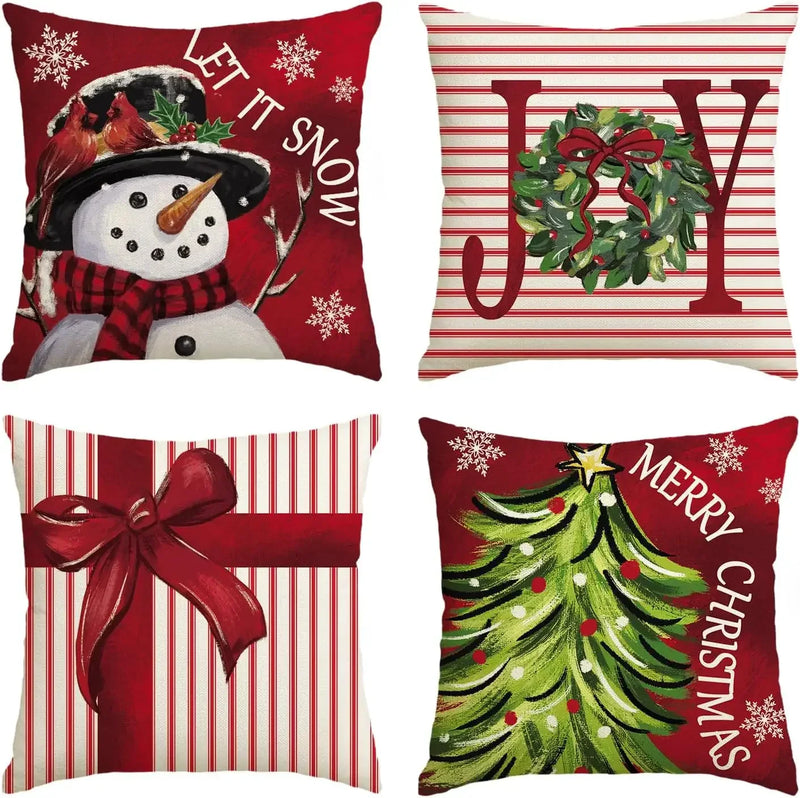 Axyaa Christmas Joy Snow Holiday Pillow Cover for Sofa Couch