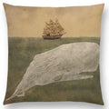 Cute Ghost Sailboat Whale Diver Cushion Cover by Axyaa