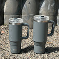 Axyaa Stainless Steel Thermal Coffee Mug with Handle and Straw - Large Capacity Insulated Cup