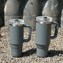 Axyaa Stainless Steel Thermal Coffee Mug with Handle and Straw - Large Capacity Insulated Cup