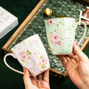Axyaa Flower Tea Cup Set, 400ml Ceramic Coffee Mug for Couples