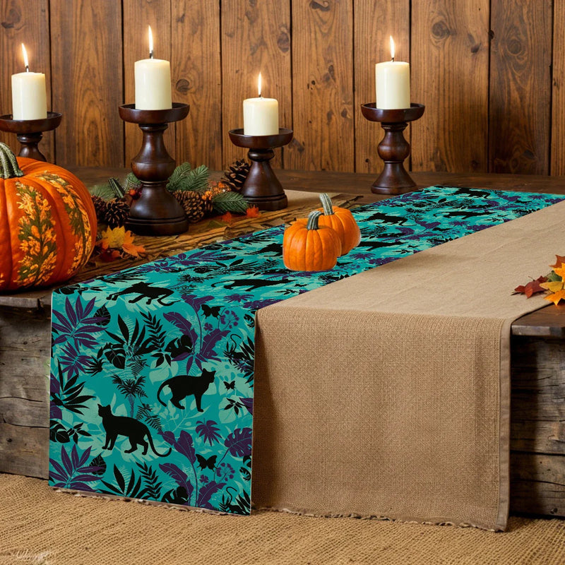 Axyaa Tropical Plant Branches Table Runner - Elegant Dining and Wedding Decor