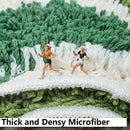 Axyaa Green Leaf Fluffy Bath Mat - Non Slip Plush Microfiber Bathroom Carpet