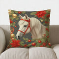 Axyaa White Horse Decorative Throw Pillow Cover