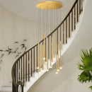 Axyaa Gold LED Chandelier Light for Modern Home Staircase Decor