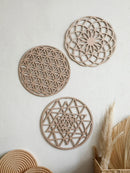 Wooden Kaleidoscope Wall Art Decor by Axyaa - Boho Living Room Accent & Gift