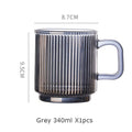 Axyaa Japanese Vertical Stripes Glass Cup with Bamboo Cover, Kawaii Milk Mug