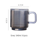 Axyaa Japanese Vertical Stripes Glass Cup with Bamboo Cover, Kawaii Milk Mug