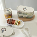 Axyaa Oval Lunch Box: Leak-proof Container with Folding Utensils