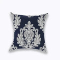 Axyaa Navy/White Embroidered Quatrefoil Pillow Cover 45x45cm Square Canvas Cotton