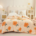 Axyaa Nordic Flower Print Plush Flannel Blanket, Soft Throw for Sofa Couch Bed