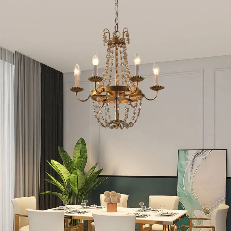 Axyaa Crystal Chandelier: Elegant Iron Art Pendant Lamp for Home and Restaurant