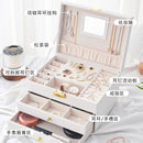 Axyaa 3-Layer Jewelry Organizer Box for Earrings, Rings, Necklaces - Mirror & Exquisite Gift