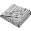 Axyaa Summer Waffle Plaid Cotton Bed Blanket in Green Pink
