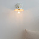 Axyaa Ceramic Brass LED Swing Arm Wall Sconce for Interior Lighting