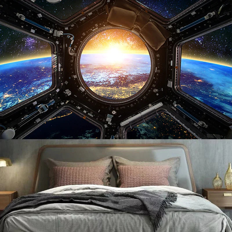 Axyaa Space Rocket Astronaut Tapestry Wall Art Decoration for Living Room