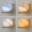 Axyaa Glass Planet Wall Lamp: Solid Wood Fixture for Bedroom and Living Room