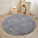 Axyaa Round Rabbit Plush Rug Gray White for Bedroom Living Room Kids Girls