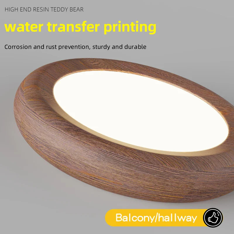 Axyaa Wood Grain LED Ceiling Lamp Modern Nordic Home Decor Bedroom Pendant Light