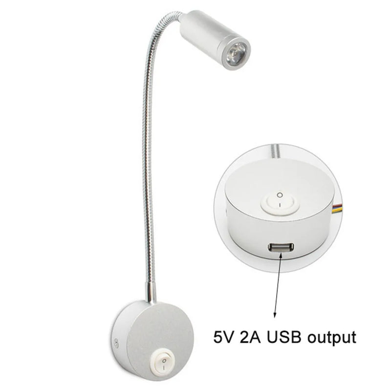 Axyaa LED Wall Lamp with USB Charging Port and Multi-Color Reading Light