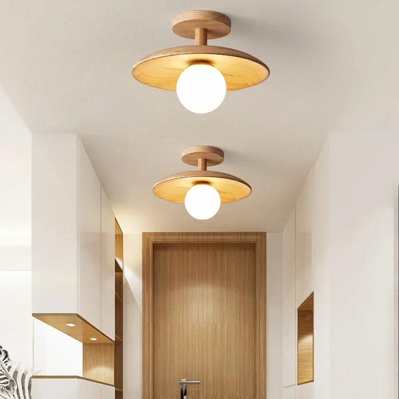 Axya Wood Ceiling Light: Nordic LED Lighting for Corridor, Aisle, Balcony