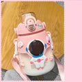 Axyaa Kawaii Astronaut Space Water Bottle 1300ml BPA-Free with 3D Stickers Straw