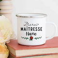 Axyaa Personalized Teacher Mug - Merci Maitresse Enamel Coffee Cup