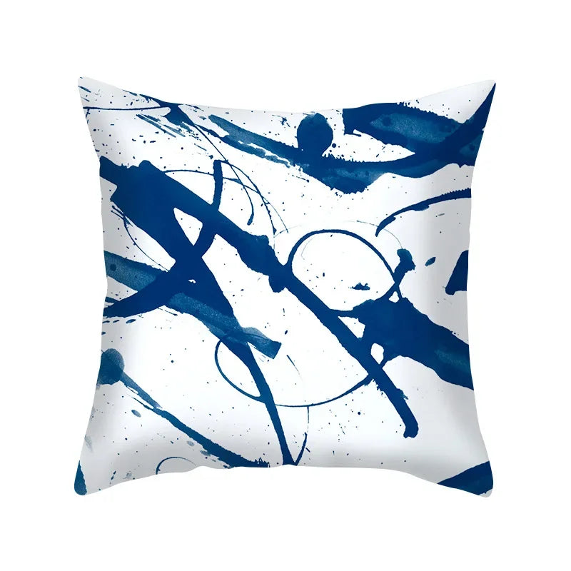Axyaa Blue Geometry Pillowcase - Decorative Cushion Cover