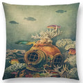Cute Ghost Sailboat Whale Diver Cushion Cover by Axyaa