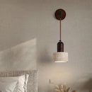 Axyaa Wood Yellow Stone Pull Chain Wall Light with Adjustable Wire, LED Indoor Bedroom Lamp