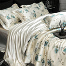 Axyaa Floral Silk Bedding Set Duvet Cover Sheet Pillowcase Luxury Soft Bedsheet