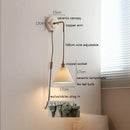 Axyaa Ceramic LED Wall Sconce, Adjustable Copper Arm, Nordic Modern Design