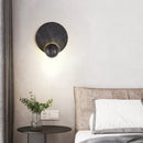 Axyaa Black Traverine LED Pull Chain Wall Light - Modern Wabi Sabi Bedside Lamp