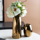 Axyaa Gold Geometric Ceramic Vase - Nordic Light Luxury Dry Flower Ornament