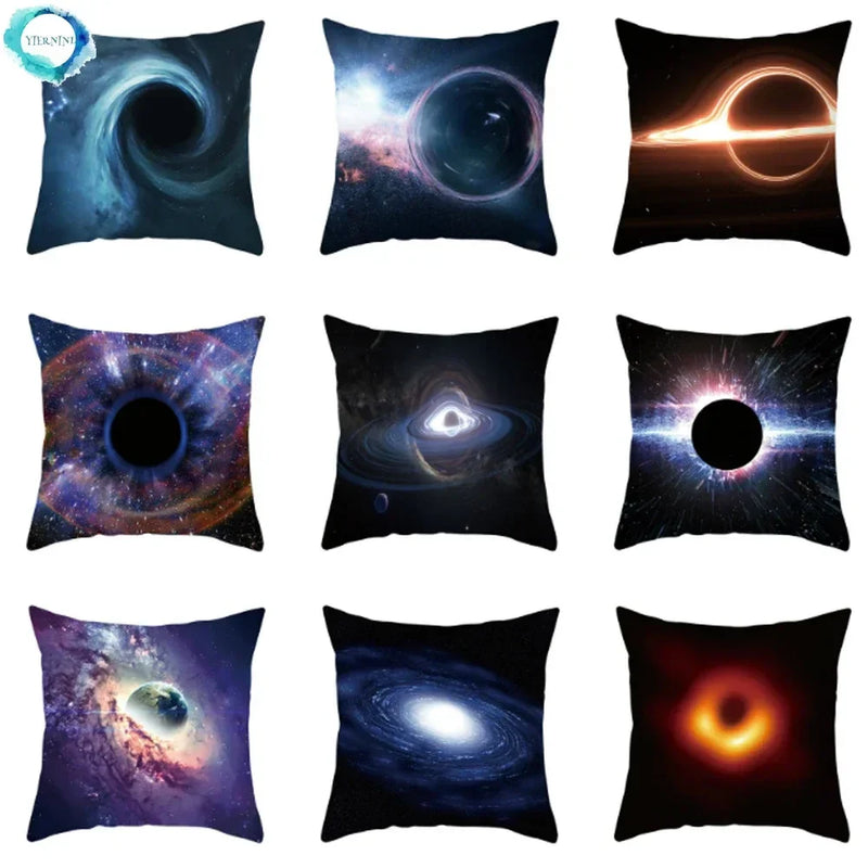 Axyaa Black Hole Polyester Pillowcase - Home Decor Cushion Cover for Sofa, 45X45CM