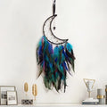 Axyaa Grey Moon Feathers Dream Catcher 60cm Large Handmade Indian Style Wall Hanging