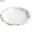 Axyaa Ceramic Steak Plate Irregular Shape Dinner Plate Kitchen Serving Tray