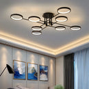Axyaa Black Circles LED Chandelier with Remote Control for Living Room and Bedroom