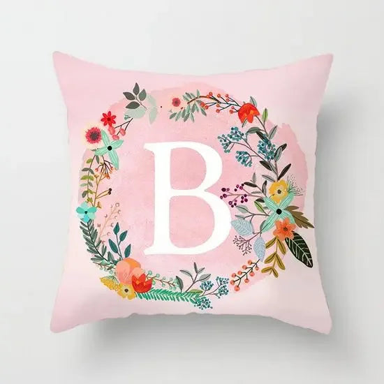 Axyaa Wreath Alphabet Pillow Cover - 45x45cm