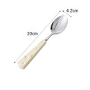 Axyaa Cute Wind Ceramic Handle Stainless Steel Tableware Set