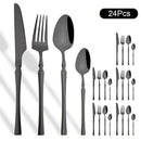 Axyaa 24Pcs Pink Gold Stainless Steel Cutlery Set - Western Flatware Tableware