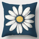 Axyaa Blue Floral & Geometric Print Throw Pillow Covers, 17.7" Square, Contemporary Style