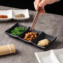 Axyaa Matte Ceramic Seasoning Dish 3 Grids Sushi Plate Molecular Cuisine Tableware