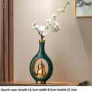 Axyaa Chinese Style Ceramic Vase with Wooden Frame: Retro Modern Home Decor Vase