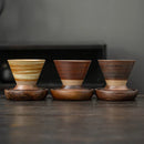Axyaa Ceramic Funnel Coffee Cup with Walnut Base